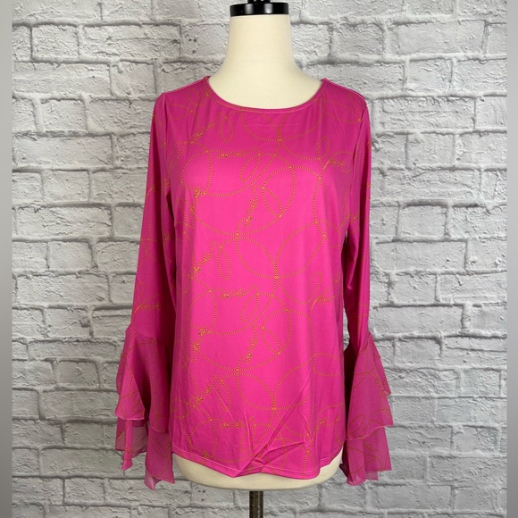 NWT Shavonne Dorsey pink bell sleeve top size S - Picture 3 of 7